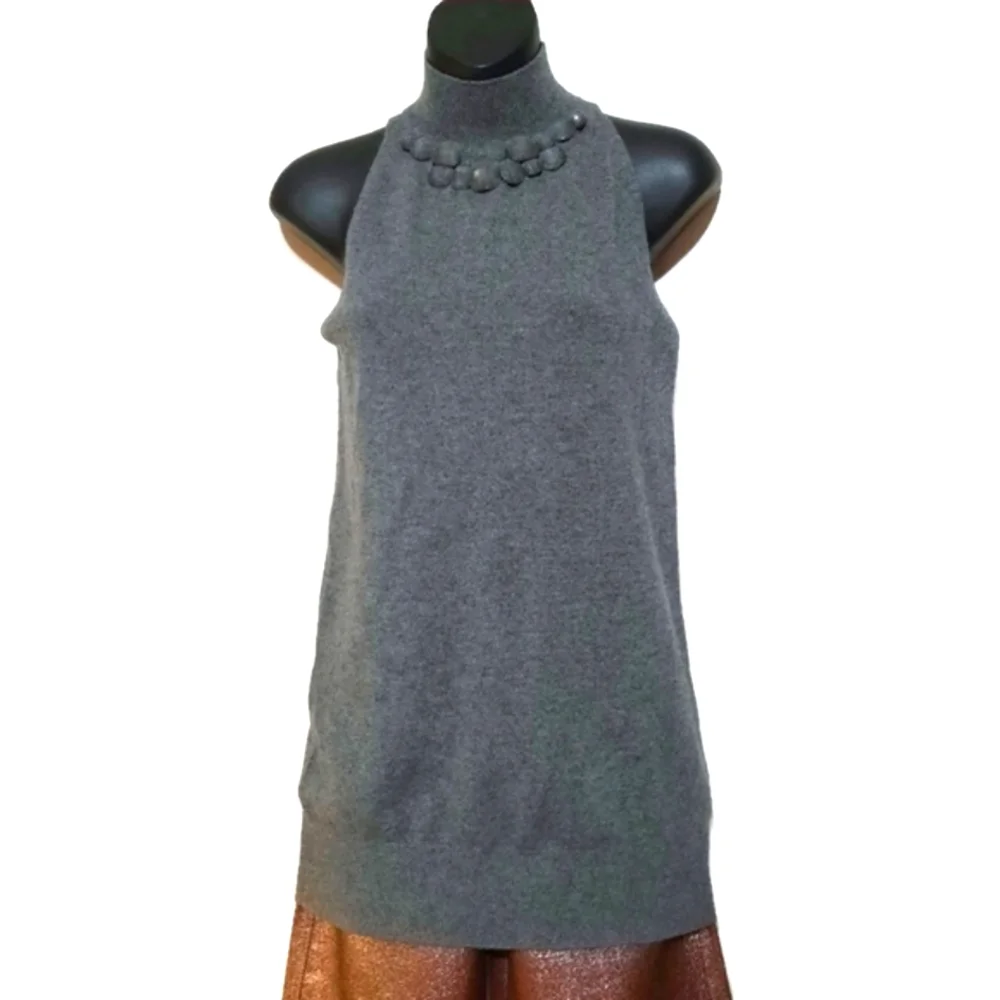 VINCE Cashmere Jewel Neck Tunic Sweater Sleeveless Grey Gray Soft Sz XS - Picture 5 of 12